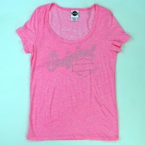 Harley Davidson Motorcycle Rhinestones Scoop Neck